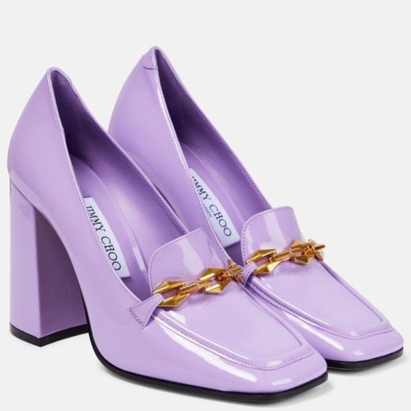 Jimmy Choo Women's Purple Diamond Tilda 100 Patent Leather Pumps - Picture 1 of 2